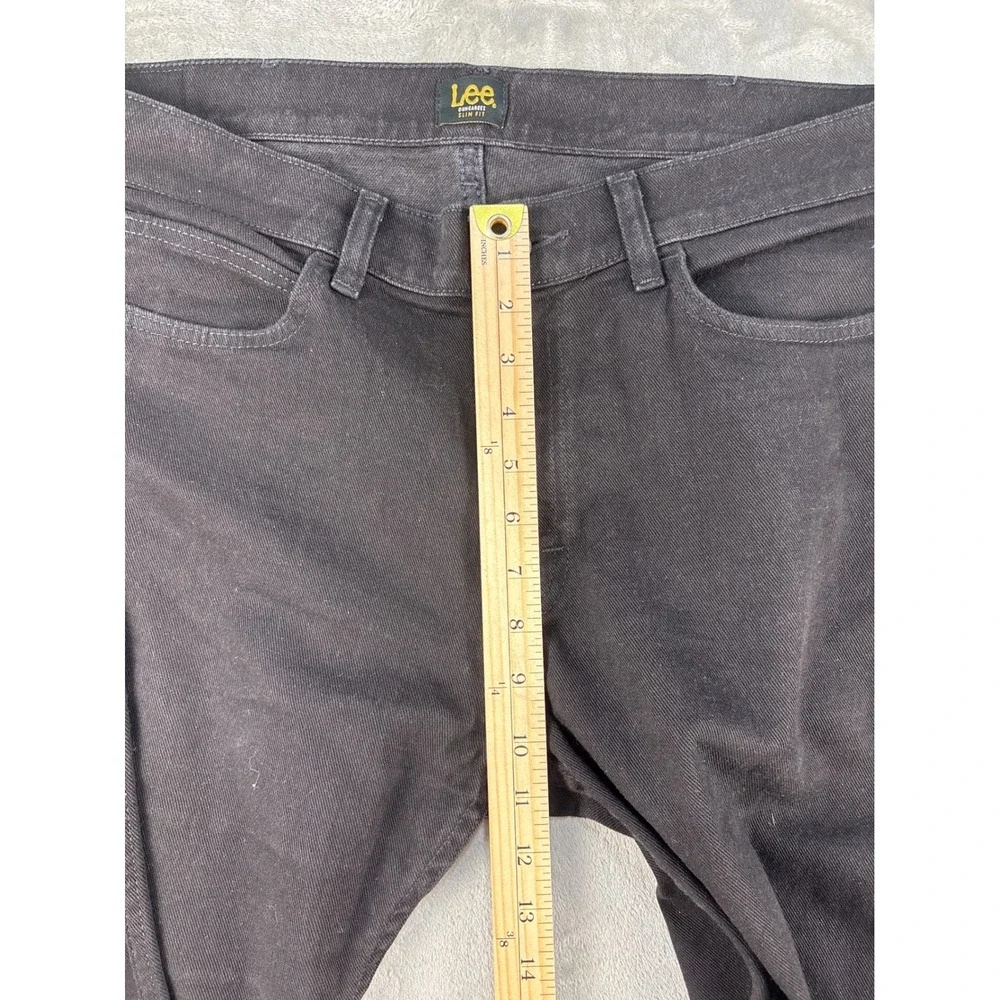 Lee Jeans Mens 36x30 Dungarees Slim Fit Black Stretch Denim EUC